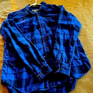 Eddie Bauer flannel shirt. Blue plaid XL.